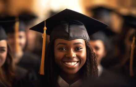 a woman in a graduation cap smiles at the camera premium ai generated image (1)